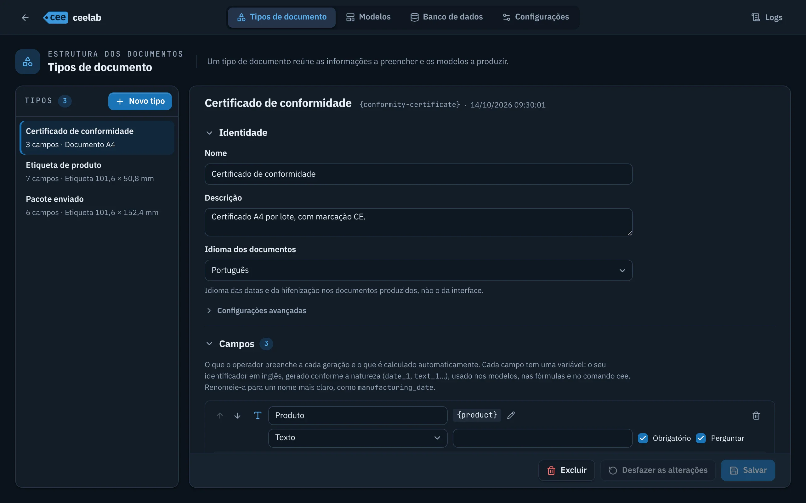 Tela de desbloqueio da administração, protegida por senha.